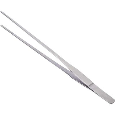 Memkey - 2 pairs of stainless steel tweezers, 27 cm long, straight/curved, with precise serrated end for aquascaping, gardening, cooking, industrial Memkey - 2 pairs of stainless steel tweezers, 27 cm long, straight/curved, with precise serrated end for aquascaping, gardening, cooking, industrial