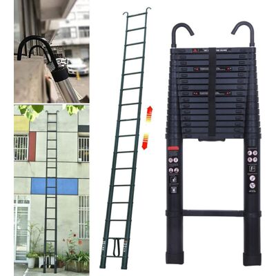 DAYPLUS 20FT 6.2M Aluminum Telescopic Ladder Home Loft Ladder , 2 Detachable Hook Safety DAYPLUS 20FT 6.2M Aluminum Telescopic Ladder Home Loft Ladder , 2 Detachable Hook Safety