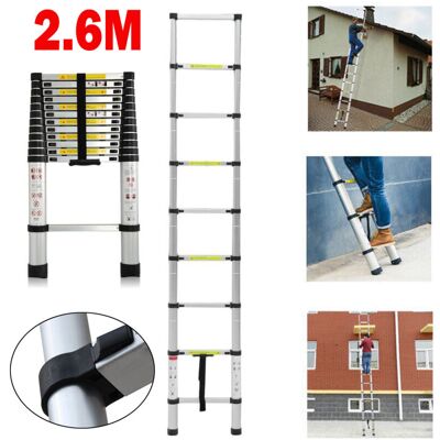 DAYPLUS 2.6M Telescopic Multi Purpose Ladder Portable Aluminium 8.5 Ft Light Weight 9 Steps DAYPLUS 2.6M Telescopic Multi Purpose Ladder Portable Aluminium 8.5 Ft Light Weight 9 Steps