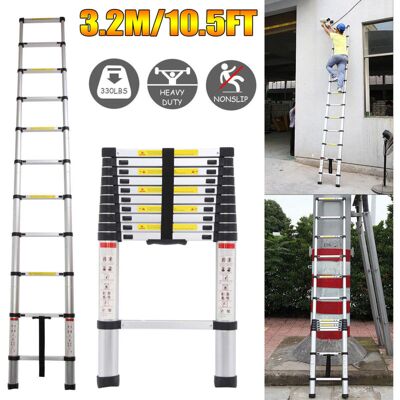 DAYPLUS 3.20 meter aluminium telescopic ladder - 11 steps 10.5FT - EN131 standards DAYPLUS 3.20 meter aluminium telescopic ladder - 11 steps 10.5FT - EN131 standards