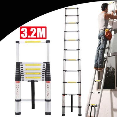 BRIEFNESS 3.2M Aluminum Telescopic Ladder Extension Folding Step Ladder Heavy Duty Multipurpose Telescopic Ladder for Home Outdoor Household EN131 Standard BRIEFNESS 3.2M Aluminum Telescopic Ladder Extension Folding Step Ladder Heavy Duty Multipurpose Telescopic Ladder for Home Outdoor Household EN131 Standard