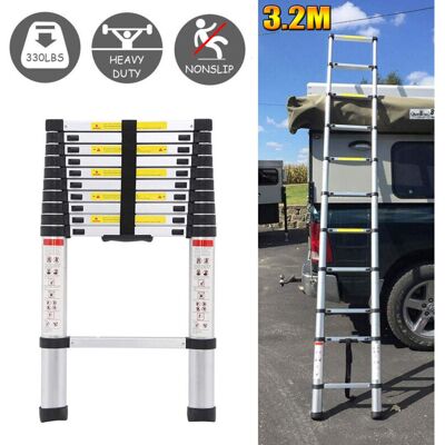 DAYPLUS 3.2M Folding Step Aluminum Telescoping Collapsible Climbing Roof Ladder EN131 11 Steps DAYPLUS 3.2M Folding Step Aluminum Telescoping Collapsible Climbing Roof Ladder EN131 11 Steps