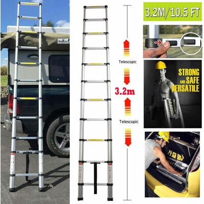 DAYPLUS 3.2M Telescopic Multi Purpose Ladder Portable Aluminium 10.5 Ft Light Weight 11 Steps DAYPLUS 3.2M Telescopic Multi Purpose Ladder Portable Aluminium 10.5 Ft Light Weight 11 Steps