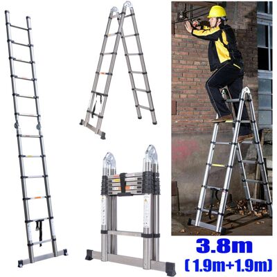 DAYPLUS 3.8M Ladder Extendable Folding Telescopic Combination Step A-Frame (1.9M+1.9M) DAYPLUS 3.8M Ladder Extendable Folding Telescopic Combination Step A-Frame (1.9M+1.9M)