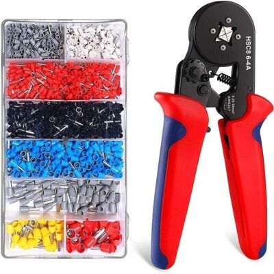TEHTUY 4-Sided Crimping Tool with 1200 Cable Ferrules, Crimping Pliers for 0.25–10 mm² Wires, Professional Electrician TEHTUY 4-Sided Crimping Tool with 1200 Cable Ferrules, Crimping Pliers for 0.25–10 mm² Wires, Professional Electrician