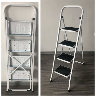 DAYPLUS 4 Step Ladder, Heavy Duty Steel, Portable Folding, With Anti-Slip Mat Capacity Max Load 150kg/330lbs DAYPLUS 4 Step Ladder, Heavy Duty Steel, Portable Folding, With Anti-Slip Mat Capacity Max Load 150kg/330lbs