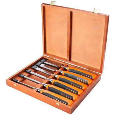 Bahco - 424P-S6-EUR 6pcs. Chisel Set with Rubberised Handle in Wooden Box Bahco - 424P-S6-EUR 6pcs. Chisel Set with Rubberised Handle in Wooden Box