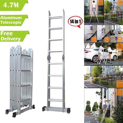 DAYPLUS 4.7M 14 in 1 Multi Purpose Folding Aluminium 4x4 Sep DIY Ladder w/1 Tool Tray DAYPLUS 4.7M 14 in 1 Multi Purpose Folding Aluminium 4x4 Sep DIY Ladder w/1 Tool Tray