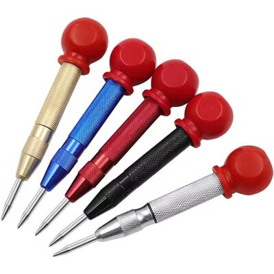 Csparkv - 5-Piece 5' Automatic Center Punch Set - Adjustable Spring Loaded Center Punch for Wood, Metal, Plastic with Cushioned Cap and Adjustable Csparkv - 5-Piece 5' Automatic Center Punch Set - Adjustable Spring Loaded Center Punch for Wood, Metal, Plastic with Cushioned Cap and Adjustable