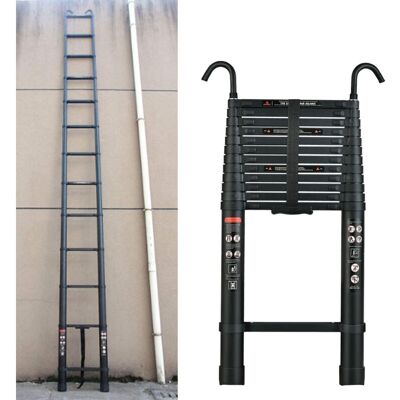 DAYPLUS 5M Extendable Multi Purpose Compact Ladder 150kg Capacity EN131 2x Safety Hooks DAYPLUS 5M Extendable Multi Purpose Compact Ladder 150kg Capacity EN131 2x Safety Hooks