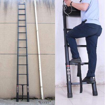 DAYPLUS 5M Telescopic Ladder Long 16.4FT Extension with 2 Stable Hooks 13 Steps Safety DAYPLUS 5M Telescopic Ladder Long 16.4FT Extension with 2 Stable Hooks 13 Steps Safety