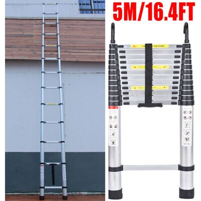 Briefness - 5M Telescopic Ladder Multi-Purpose Aluminium Extension Extendable Heavy Duty Loft Briefness - 5M Telescopic Ladder Multi-Purpose Aluminium Extension Extendable Heavy Duty Loft