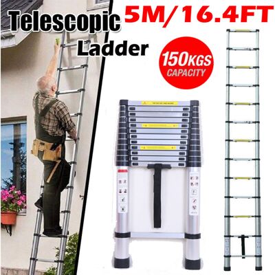 Briefness - 5M/16.FT Telescopic Loft Ladder Multi-Purpose Aluminium Step Ladders Extendable Briefness - 5M/16.FT Telescopic Loft Ladder Multi-Purpose Aluminium Step Ladders Extendable