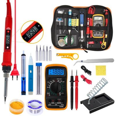 TORMATOR 80W LCD soldering iron kit, temperature 180–480°C, 5 tips, desoldering pump, wire, stand, electronic tweezers TORMATOR 80W LCD soldering iron kit, temperature 180–480°C, 5 tips, desoldering pump, wire, stand, electronic tweezers