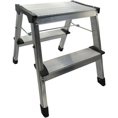 Securefix Direct - Aluminium Double 2 Step Stool 150KG (Folding Non Slip Lightweight Ladder Portable) Securefix Direct - Aluminium Double 2 Step Stool 150KG (Folding Non Slip Lightweight Ladder Portable)
