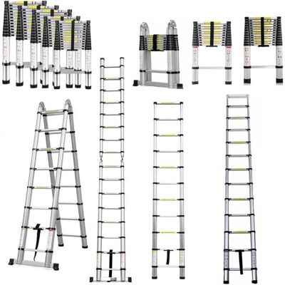 Aluminum Telescopic, Extendable Telescopic Ladder, Telescopic Stepladder, Foldable Loft Ladder, EN131 Certified, Resistance to 150kg, 5M (2.5M+2.5M) Aluminum Telescopic, Extendable Telescopic Ladder, Telescopic Stepladder, Foldable Loft Ladder, EN131 Certified, Resistance to 150kg, 5M (2.5M+2.5M)