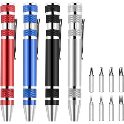 CCYKXA Set of 4 mini 8-in-1 screwdrivers - Pocket screwdriver - Portable magnetic screwdriver - Phillips screwdriver - Flathead screwdriver - For CCYKXA Set of 4 mini 8-in-1 screwdrivers - Pocket screwdriver - Portable magnetic screwdriver - Phillips screwdriver - Flathead screwdriver - For