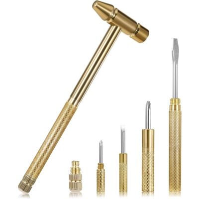 CCYKXA Small 6-in-1 hammer, mini portable multi-function metal hammer with flathead Phillips screwdriver and multi-function claw hammer (gold) CCYKXA Small 6-in-1 hammer, mini portable multi-function metal hammer with flathead Phillips screwdriver and multi-function claw hammer (gold)