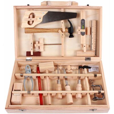 COOCHEER Children's tool set, carpenter's toolbox, real tools, disassembly and reassembly, multifunctional woodworking kit, 16 pieces COOCHEER Children's tool set, carpenter's toolbox, real tools, disassembly and reassembly, multifunctional woodworking kit, 16 pieces