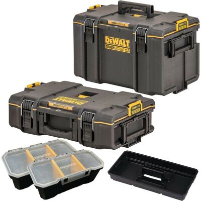Dewalt - Tough System 2.0 DS400 + DS166 Stackable Toolbox Case + 2 Organisers Dewalt - Tough System 2.0 DS400 + DS166 Stackable Toolbox Case + 2 Organisers
