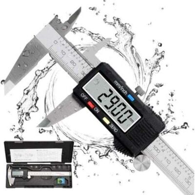 TEHTUY Digital Caliper, 150mm Stainless Steel, Large LCD Screen, Adjustable Accuracy 0.01mm, mm/inch Conversion, Splash Resistant, Household and Industrial TEHTUY Digital Caliper, 150mm Stainless Steel, Large LCD Screen, Adjustable Accuracy 0.01mm, mm/inch Conversion, Splash Resistant, Household and Industrial