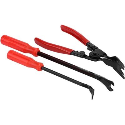 WOIYIC Door Trim Removal Pliers - 3-Piece Rivet Clip Pliers Fastener Remover Extractor Pry Bar Tool Kit with Wide Nose Insulated Handle WOIYIC Door Trim Removal Pliers - 3-Piece Rivet Clip Pliers Fastener Remover Extractor Pry Bar Tool Kit with Wide Nose Insulated Handle