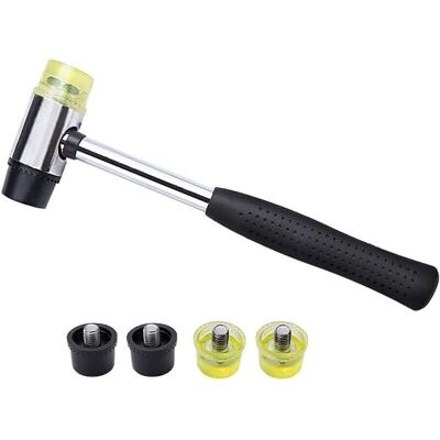 SNQ Double-Sided Rubber Mallet, 25mm Mini Double-Sided Replaceable Rubber Hammer, with 4 Replacement Rubber/Nylon Hammer Heads, for Woodworking, SNQ Double-Sided Rubber Mallet, 25mm Mini Double-Sided Replaceable Rubber Hammer, with 4 Replacement Rubber/Nylon Hammer Heads, for Woodworking,