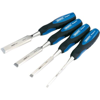 Draper Tools 4-Piece Blue Wood Chisel Set - High-Quality Hand Tools for Carpentry and Woodworking Draper Tools 4-Piece Blue Wood Chisel Set - High-Quality Hand Tools for Carpentry and Woodworking