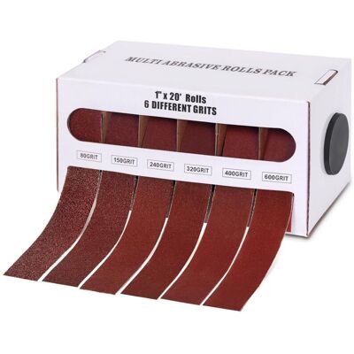 YS-YALOTRS Emery Cloth Roll Set, 6 Grits, 80, 150, 240, 320, 400, 600 Grit Sandpaper, Emery Paper with Dispenser, Wet and Dry Abrasive Sandpaper Roll YS-YALOTRS Emery Cloth Roll Set, 6 Grits, 80, 150, 240, 320, 400, 600 Grit Sandpaper, Emery Paper with Dispenser, Wet and Dry Abrasive Sandpaper Roll