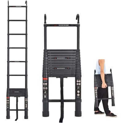 DAYPLUS Extendable 6.2M Telescopic Ladder Long 20.3FT Extension with Stable Hooks 15 Steps Safety DAYPLUS Extendable 6.2M Telescopic Ladder Long 20.3FT Extension with Stable Hooks 15 Steps Safety