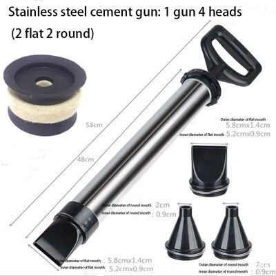 Gotrays - Extruder Gun Stainless Steel Mortar Grout Gun - Mortar Syringe - Hand Mortar Pump - Mortar Syringe with 4 Nozzles Gotrays - Extruder Gun Stainless Steel Mortar Grout Gun - Mortar Syringe - Hand Mortar Pump - Mortar Syringe with 4 Nozzles
