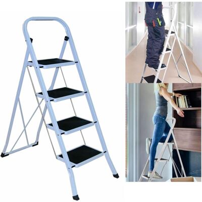 DAYPLUS Folding Step Ladder 4 Step Ladder, Foldable Step with Wide Padel & Anti-slip Feet, Portable Stepladder DAYPLUS Folding Step Ladder 4 Step Ladder, Foldable Step with Wide Padel & Anti-slip Feet, Portable Stepladder