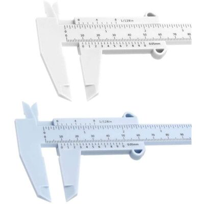 TORMATOR inch 150 mm Mini Plastic Caliper with Dual Scale, Caliper Measuring Tool, for Woodworking, Students, Jewelry Measuring, etc. (White and Blue) TORMATOR inch 150 mm Mini Plastic Caliper with Dual Scale, Caliper Measuring Tool, for Woodworking, Students, Jewelry Measuring, etc. (White and Blue)