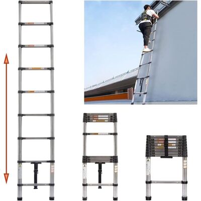 BRIEFNESS Ladders Extendable Telescopic 8.5FT/ 2.6M Ladder Heavy-Duty Multi Purpose Straight Attic Loft Ladder Portable Folding Stainless Steel Ladders BRIEFNESS Ladders Extendable Telescopic 8.5FT/ 2.6M Ladder Heavy-Duty Multi Purpose Straight Attic Loft Ladder Portable Folding Stainless Steel Ladders