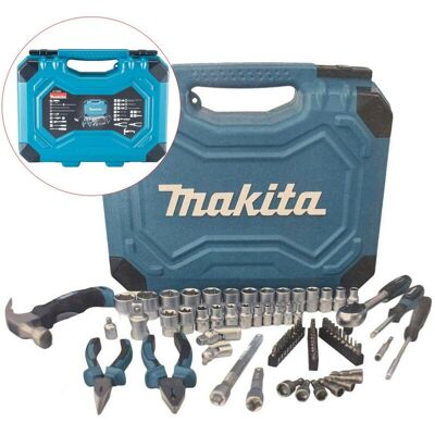 75 Piece Maintenance Kit Hand Tool Ratchet Socket Set Wrench Plier Hammer - Makita 75 Piece Maintenance Kit Hand Tool Ratchet Socket Set Wrench Plier Hammer - Makita