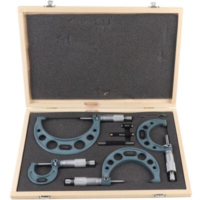 TEHTUY Metric outside micrometers 0-100mm, thickness gauge, measuring calipers with case, 4 pieces TEHTUY Metric outside micrometers 0-100mm, thickness gauge, measuring calipers with case, 4 pieces