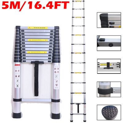 Briefness - Multi-Purpose 5M Aluminium Telescopic Ladder Heavy Duty Loft Step Home Ladders Briefness - Multi-Purpose 5M Aluminium Telescopic Ladder Heavy Duty Loft Step Home Ladders