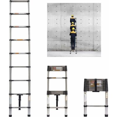 BRIEFNESS Multi-Purpose Telescoping Ladder 2.6m Heavy Duty Strong Extension Ladder 330lbs Load Capacity, EN131 Certificated, Compact Home Loft Ladder Portable BRIEFNESS Multi-Purpose Telescoping Ladder 2.6m Heavy Duty Strong Extension Ladder 330lbs Load Capacity, EN131 Certificated, Compact Home Loft Ladder Portable