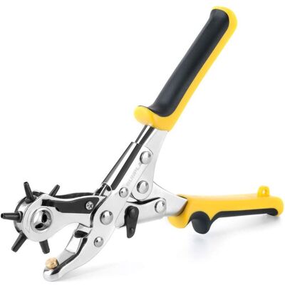 Tinor - Multi-size Rotary Leather Hole Punch,Dimension Revolving Punch Tool Punch Pliers with Mini Screwdriver Shank for Brass,For Saddle Tinor - Multi-size Rotary Leather Hole Punch,Dimension Revolving Punch Tool Punch Pliers with Mini Screwdriver Shank for Brass,For Saddle