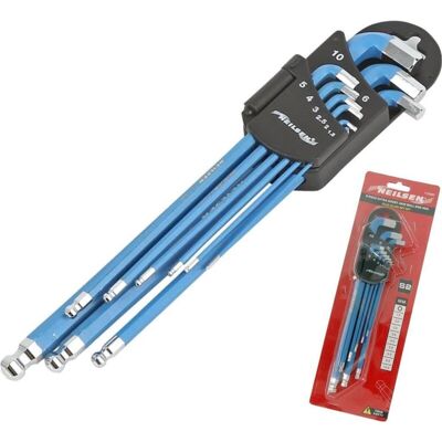 Neilsen 9pc Extra Short & Long Metric Ball Point Hex Allen Key Set 1.5mm - 10mm Neilsen 9pc Extra Short & Long Metric Ball Point Hex Allen Key Set 1.5mm - 10mm