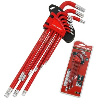 Neilsen 9pc Long Arm Offset Star Torx Allen Key Wrench Set T10 - T50 Keys Neilsen 9pc Long Arm Offset Star Torx Allen Key Wrench Set T10 - T50 Keys