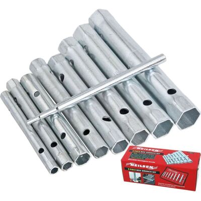 Neilsen 9pc Tubular Box Wrench Set 150mm Long Tube Spanner Plumber Mechanic Neilsen 9pc Tubular Box Wrench Set 150mm Long Tube Spanner Plumber Mechanic