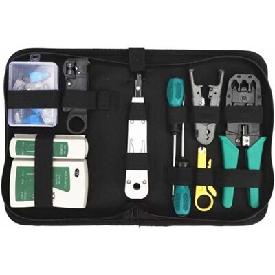 Dewdat - Network Cable Repair Maintenance Tool Kit Set 11 in 1 Portable Phone Cable Crimper 8P8C 4P4C 6P6C Connectors RJ45 RJ11 Cat5 Cat6 Cable Tester Dewdat - Network Cable Repair Maintenance Tool Kit Set 11 in 1 Portable Phone Cable Crimper 8P8C 4P4C 6P6C Connectors RJ45 RJ11 Cat5 Cat6 Cable Tester