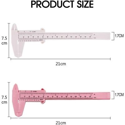 TORMATOR Pieces Plastic Caliper with Double Scale, Measuring Tools, Student Ruler, Mini Measuring Ruler (White, Pink) TORMATOR Pieces Plastic Caliper with Double Scale, Measuring Tools, Student Ruler, Mini Measuring Ruler (White, Pink)