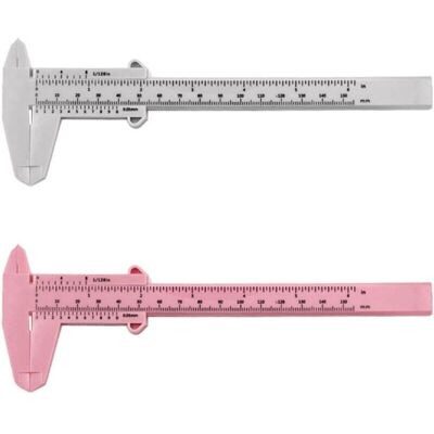 TORMATOR Pieces Plastic Caliper with Double Scale, Measuring Tools, Student Ruler, Mini Measuring Ruler (White, Pink) TORMATOR Pieces Plastic Caliper with Double Scale, Measuring Tools, Student Ruler, Mini Measuring Ruler (White, Pink)