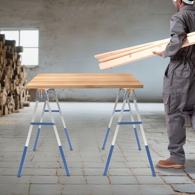SANBOUSI 2pcs Folding Saw Horse Heavy Duty Trestle Sawhorse Stand 1200kg Max Load Capacity SANBOUSI 2pcs Folding Saw Horse Heavy Duty Trestle Sawhorse Stand 1200kg Max Load Capacity