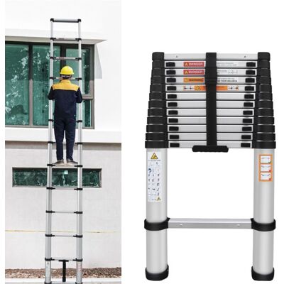 DAYPLUS Aluminum Ladder 5m 12 Steps, Wide Step 4cm, Distance Between Steps 40cm, Optimal Stability. DAYPLUS Aluminum Ladder 5m 12 Steps, Wide Step 4cm, Distance Between Steps 40cm, Optimal Stability.
