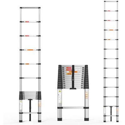 DAYPLUS Retractable Folding Ladder Made Of Stainless Steel, 3.8 Meter Retractable Ladder, Maximum Load 150 Kg. DAYPLUS Retractable Folding Ladder Made Of Stainless Steel, 3.8 Meter Retractable Ladder, Maximum Load 150 Kg.