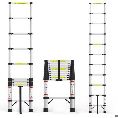 DAYPLUS 3.2-meter Telescopic Ladder With Non-slip Pedals At 11 Levels And A Load Capacity Of 150 Kg. DAYPLUS 3.2-meter Telescopic Ladder With Non-slip Pedals At 11 Levels And A Load Capacity Of 150 Kg.