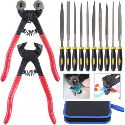 OEM 12-piece Mosaic Tool Kit – Roller Nippers, Cutting Pliers And 10 Heavy-duty Needle Files OEM 12-piece Mosaic Tool Kit – Roller Nippers, Cutting Pliers And 10 Heavy-duty Needle Files